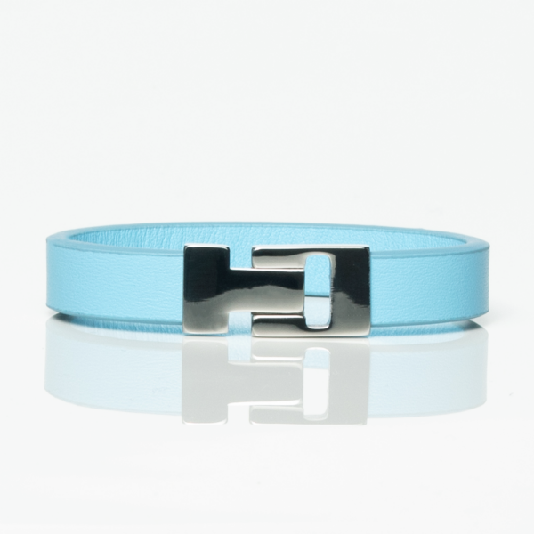 Steel Blue Smooth Textured Leather Bracelet