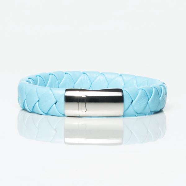 Steel Blue Bold Leather Braided Bracelet