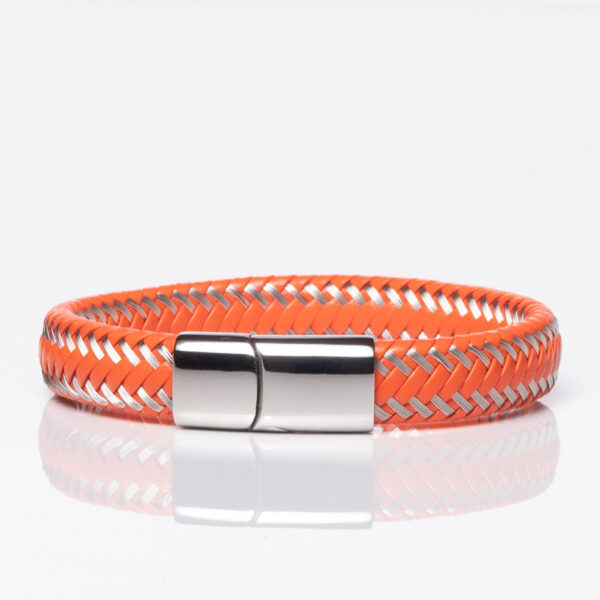 Two-Tone Orange Woven Leather Bracelet