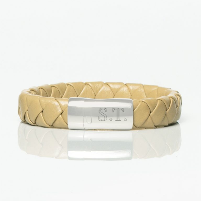 Beige braided front engraved
