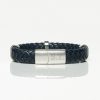 Brown Leather Braided Bracelet With Loop Detail