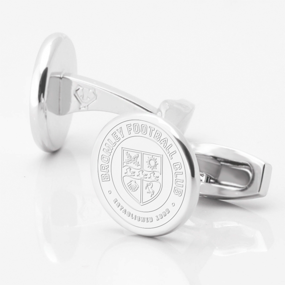 Bromley-Football-Engraved-Silver-Circle-Cufflinks