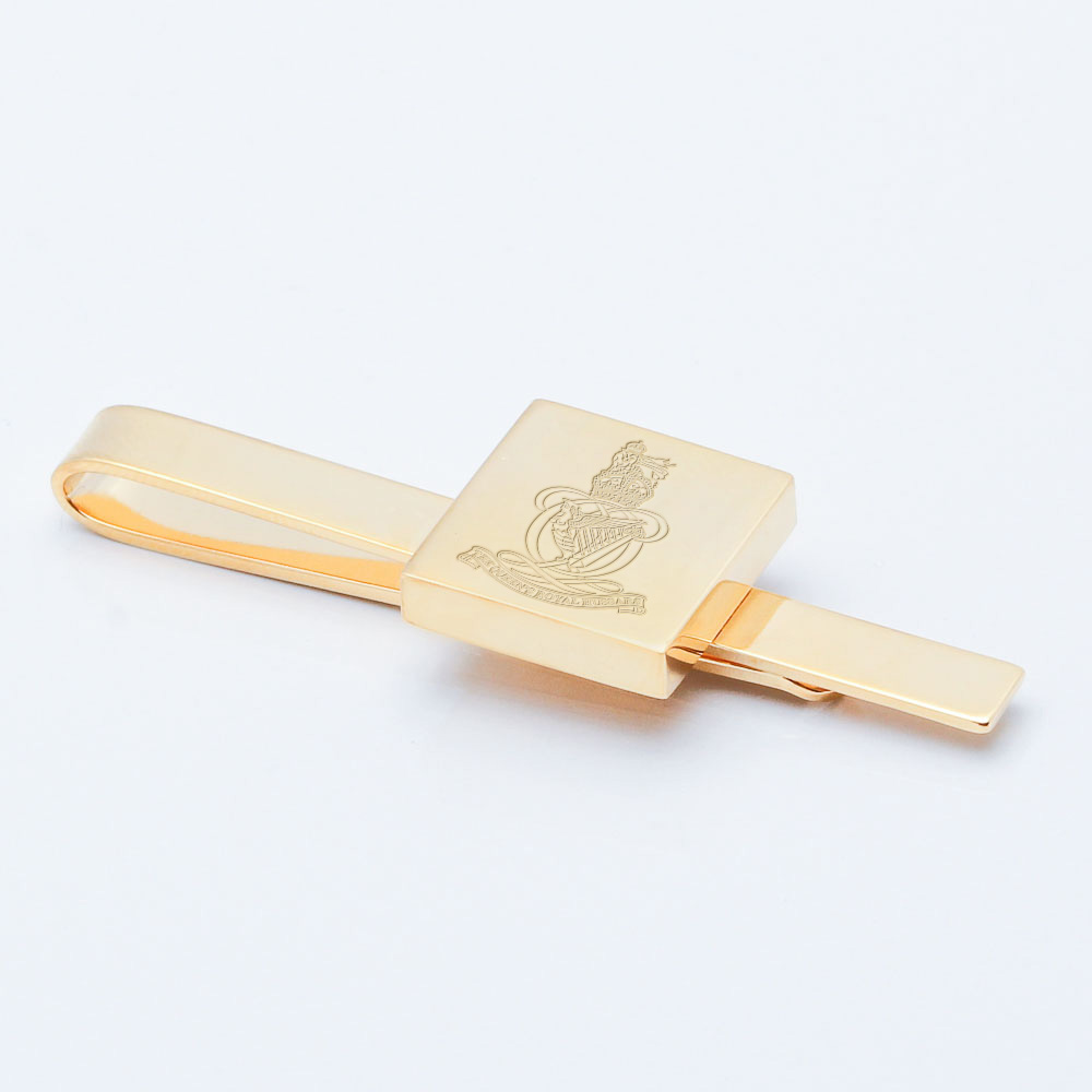 Queens-Royal-Hussars-Engraved-Gold-Tie-Slide