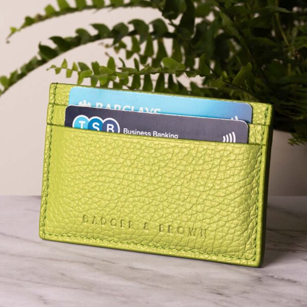 Apple Green Italian Grain Leather Card Holder