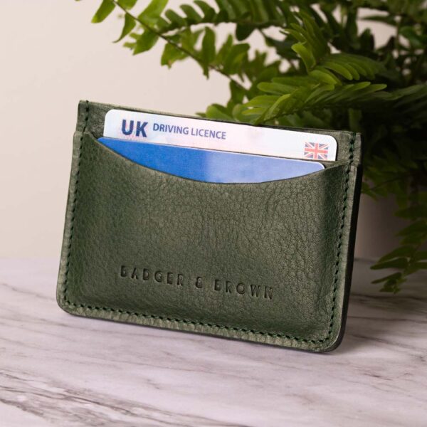 Luxury Racing Green Leather Card Holder