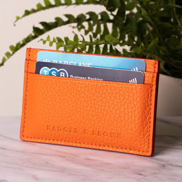 Orange Italian Grain Leather Card Holder