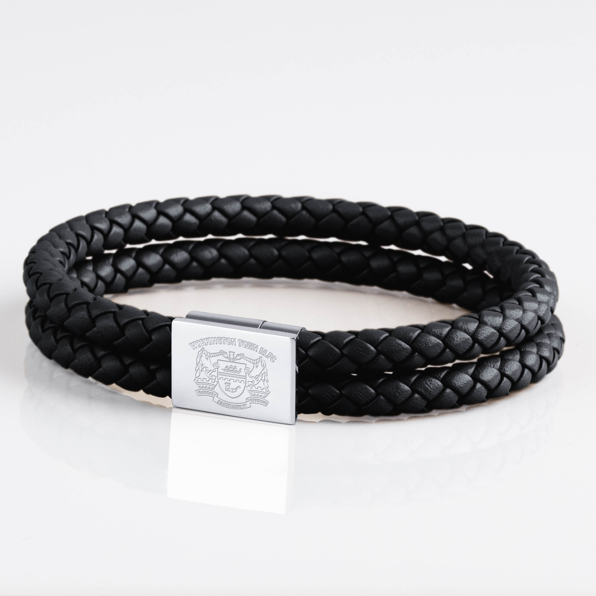 Workington Town Rugby Engraved Leather Bracelet