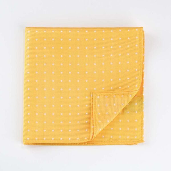 Microdot Mango and White Silk Pocket Square