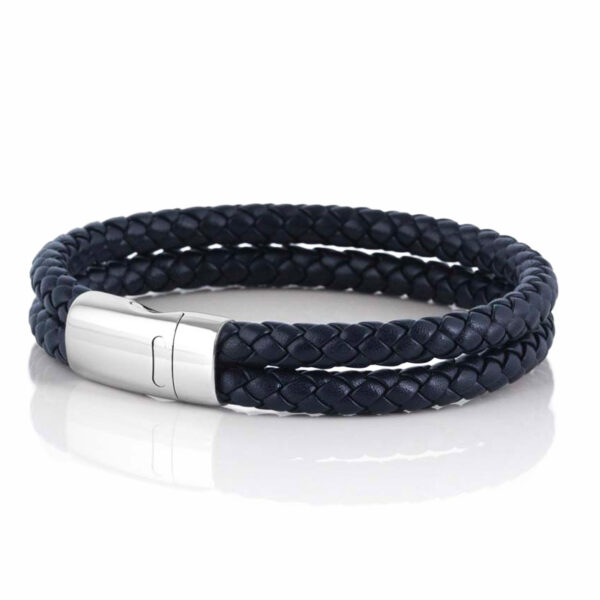 Cobalt Double Braided Leather Bracelet