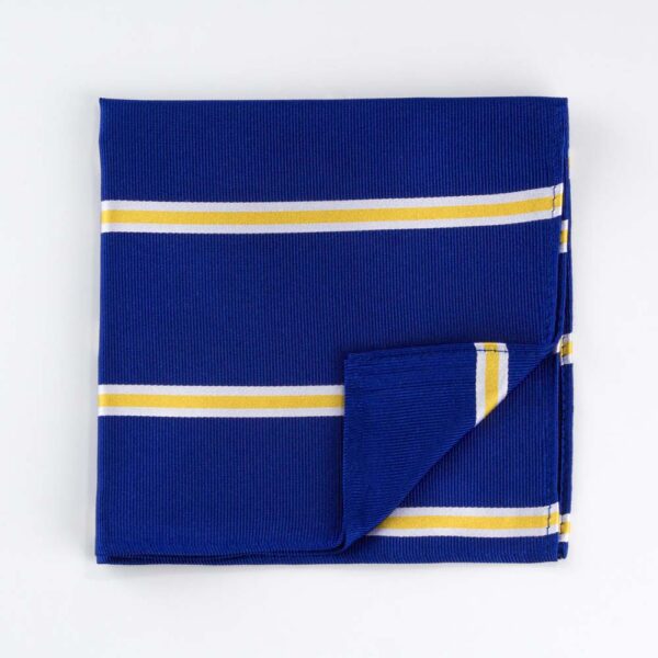 Navy and Yellow Striped Silk Pocket Square