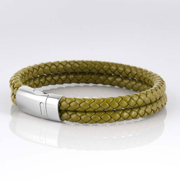 Olive Double Braided Leather Bracelet