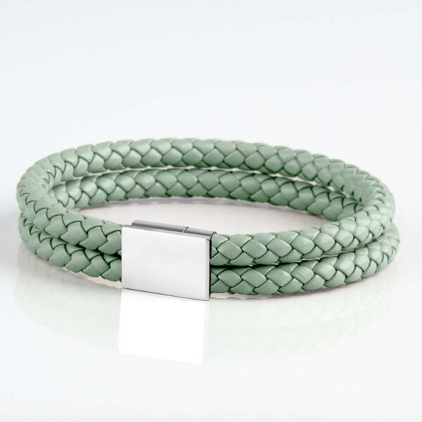 Sage Rectangular Clasp Leather Bracelet