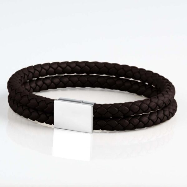 Walnut Rectangular Clasp Leather Bracelet