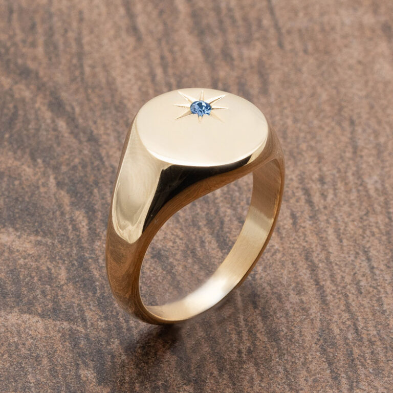 Gold-Plated-Signet-Ring-with-Blue-Topaz