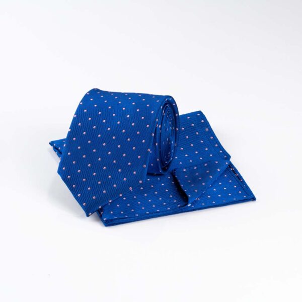 Navy and Pink Microdot Tie and Pocket Square Set