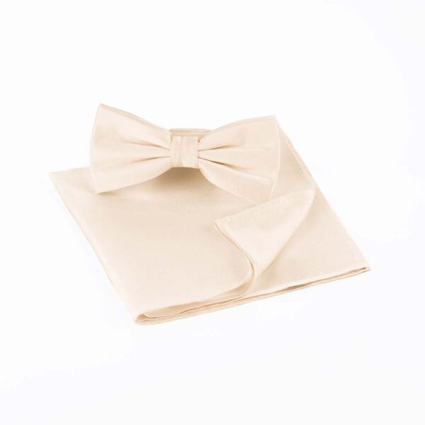 Ivory Bow Tie and Pocket Square Set