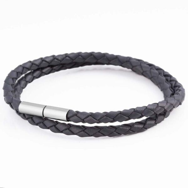 Charcoal Skinny Leather Bracelet