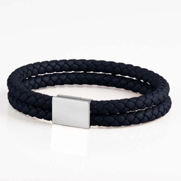 Cobalt Rectangular Clasp Leather Bracelet