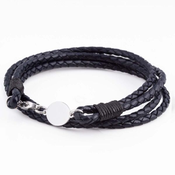 Cobalt Oval Clasp Braided Leather Bracelet