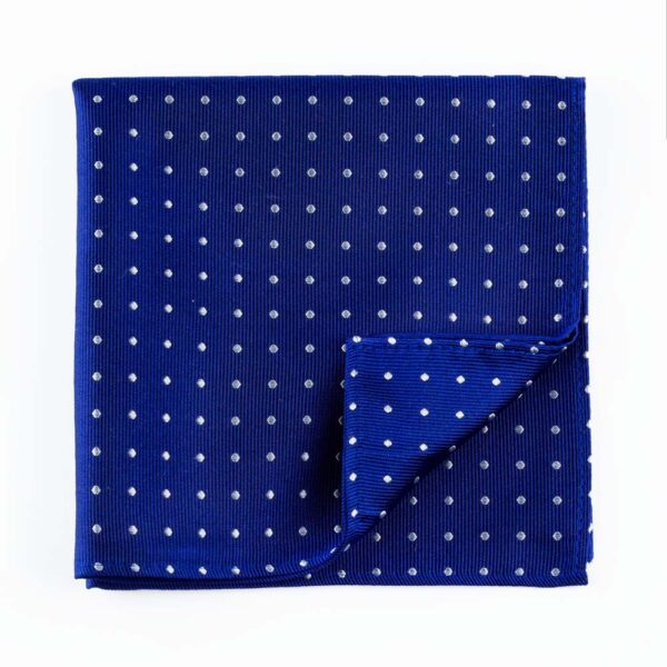 Microdot Midnight and Powder Blue Silk Pocket Square