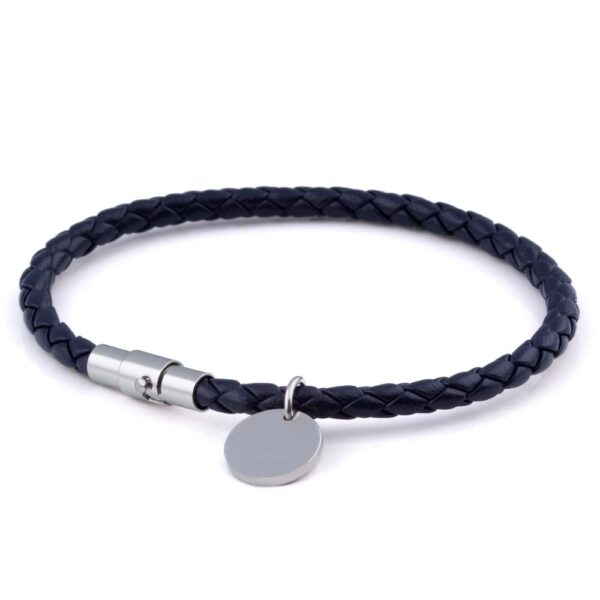 Navy Charm Leather Bracelet