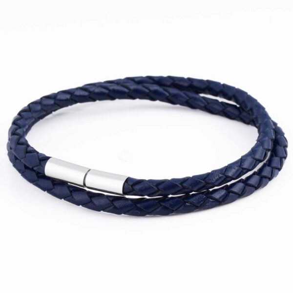 Navy Skinny Leather Bracelet