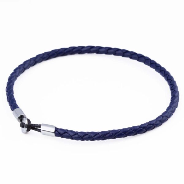 Navy Super Slim Loop Leather Bracelets