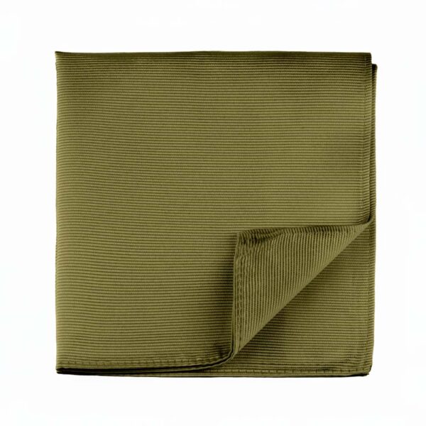 Olive Ribbed Silk Pocket Square