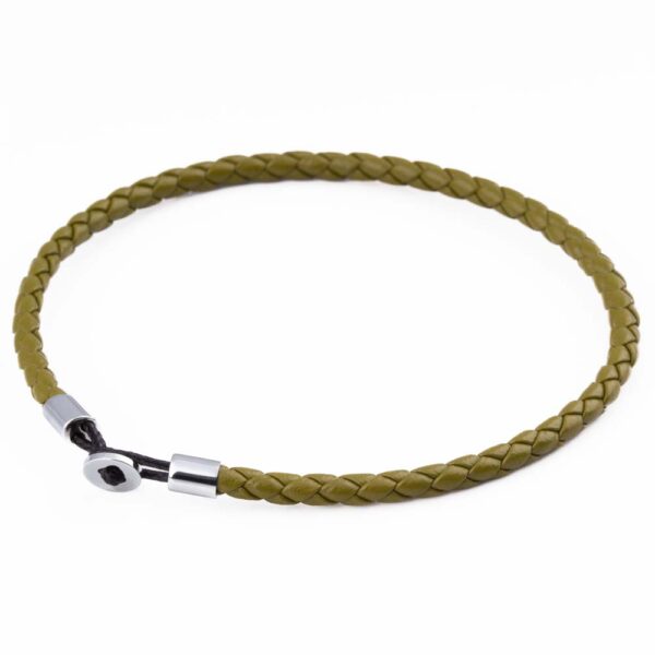 Olive Super Slim Loop Leather Bracelets