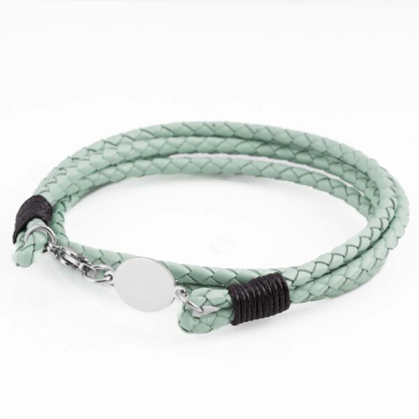 Sage Oval Clasp Braided Leather Bracelet