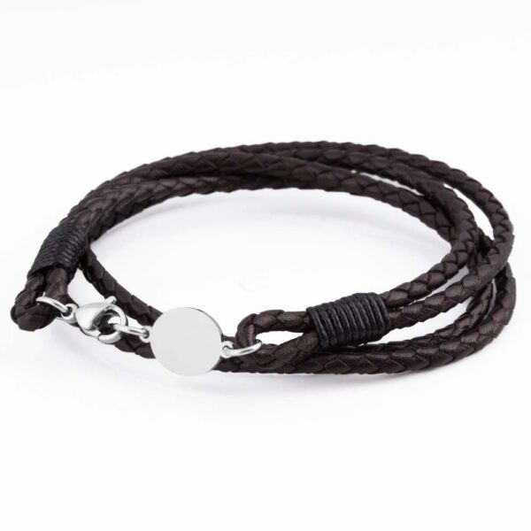 Walnut Oval Clasp Braided Leather Bracelet