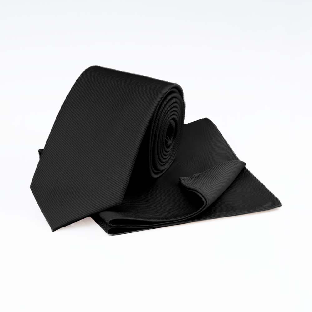 black-ribbed-tie-pocket-square-set