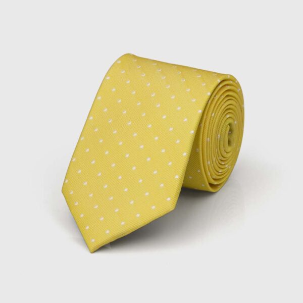 Mango and White Microdot Silk Tie