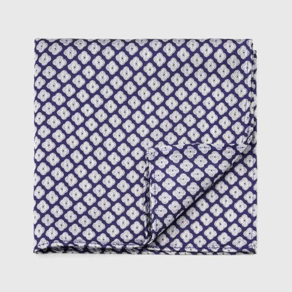 Midnight and Ivory Geometric Square Pocket Square