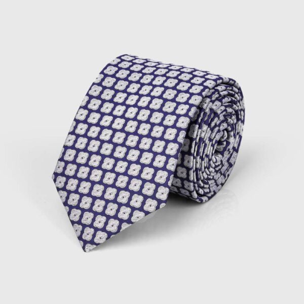 Midnight and Ivory Geometric Square Silk Tie