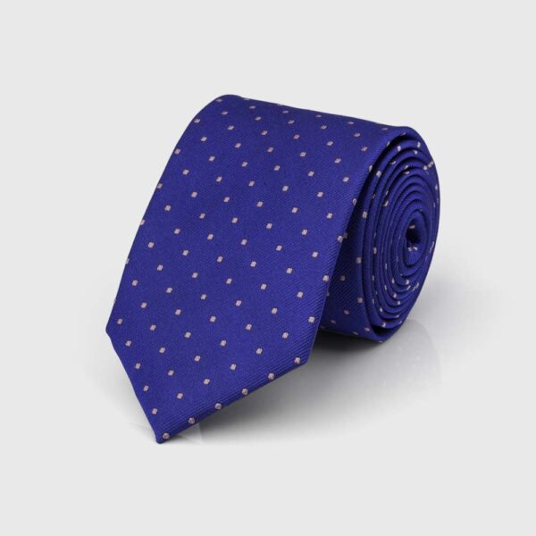 Navy and Pink Microdot Silk Tie