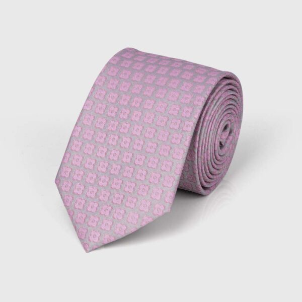 Slate and Pink Geometric Square Silk Tie
