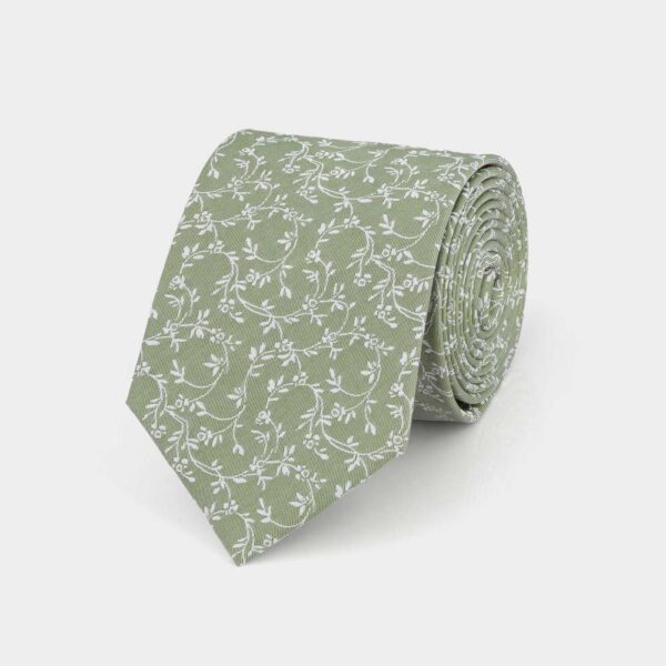 Leaf Green Floral Silk Tie