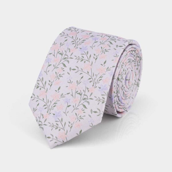 Light Purple Floral Silk Tie