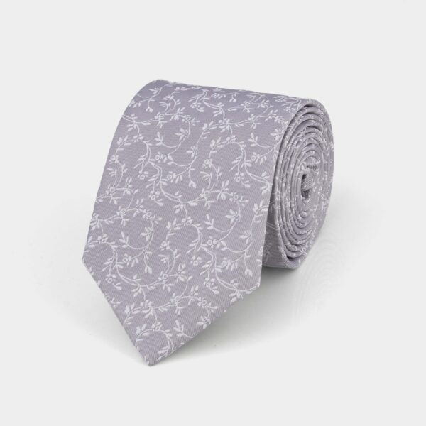 Lunar Rock Grey Floral Silk Tie