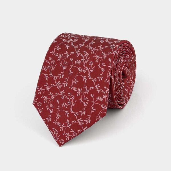 Mahogany Brown Floral Silk Tie