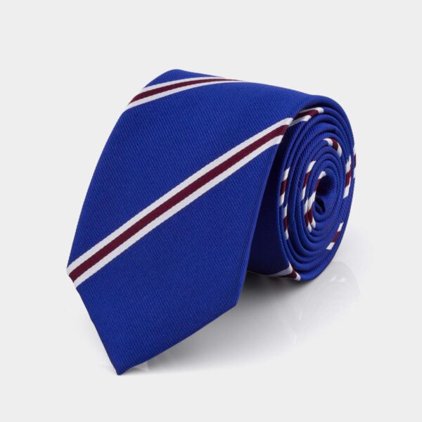 Navy and Burgundy Striped Silk Tie