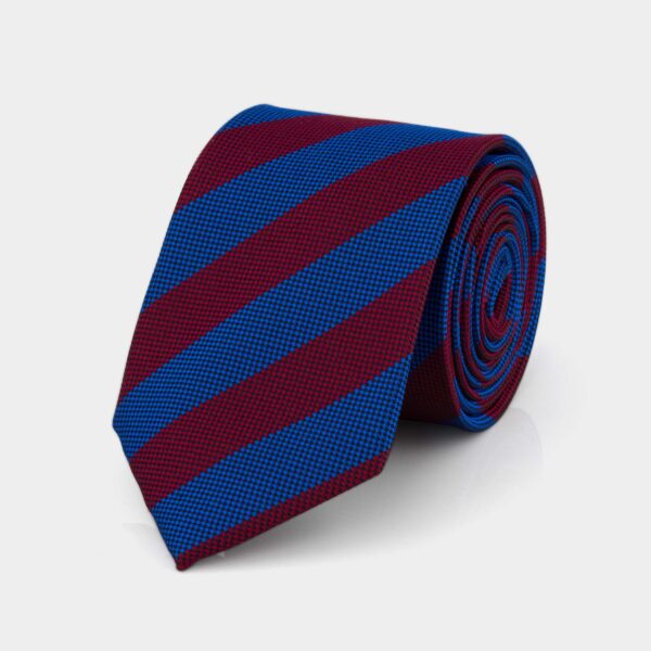 Navy and Burgundy Thick Striped Silk Tie