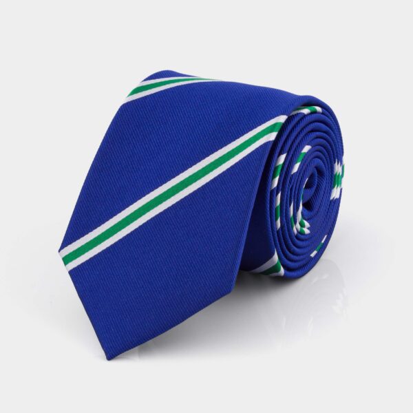 Navy and Green Striped Silk Tie