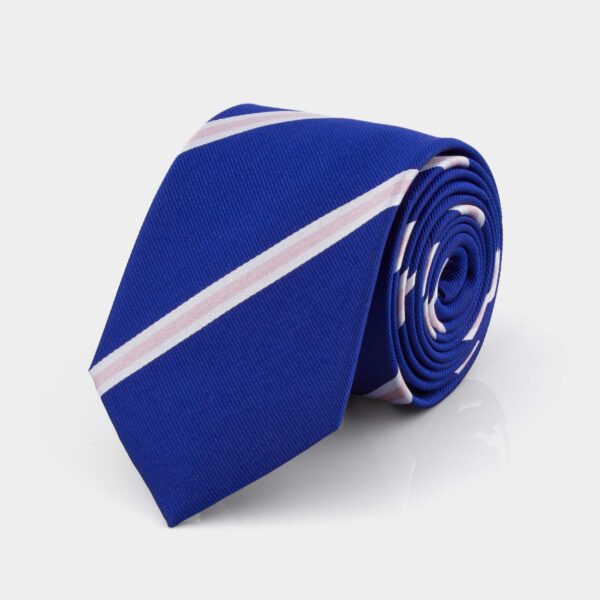 Navy and Pink Striped Silk Tie