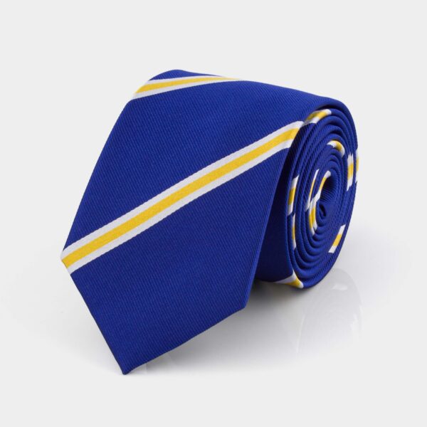 Navy and Yellow Striped Silk Tie