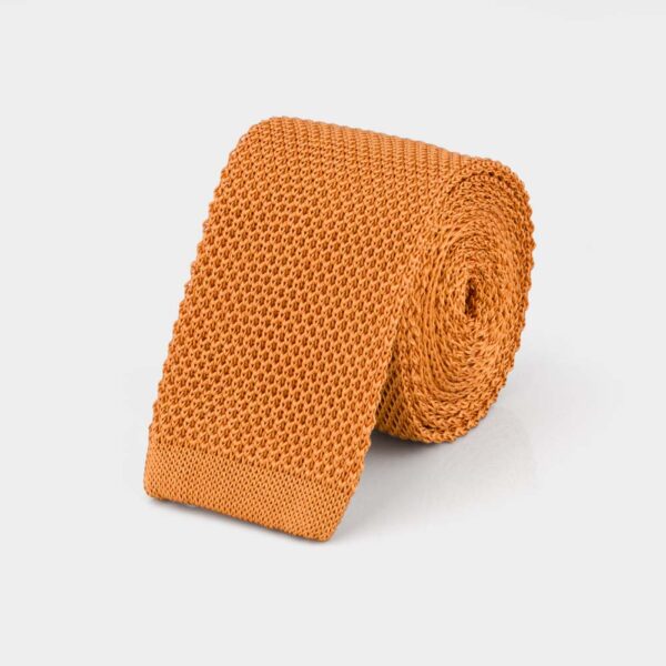 Orange Knitted Silk Tie
