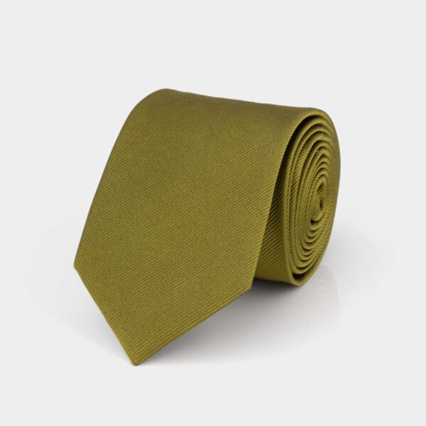 Olive Ribbed Silk Tie