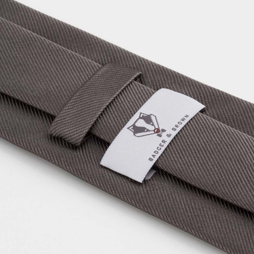 Pewter Grey Ribbed Silk Tie - Image 3